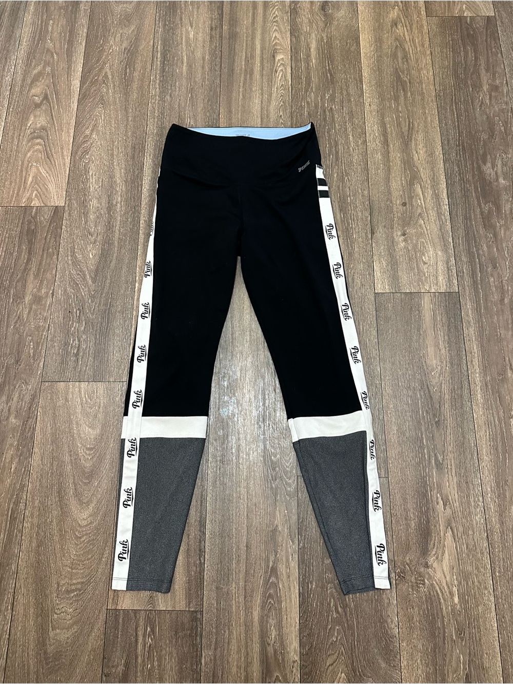 PINK Victoria's Secret Black, White & Gray Colorblock Leggings